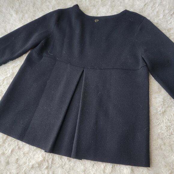 Cruciani Wool Sweater Womens Cropped Sleeve Black 42 Medium 6 - Picture 5 of 8